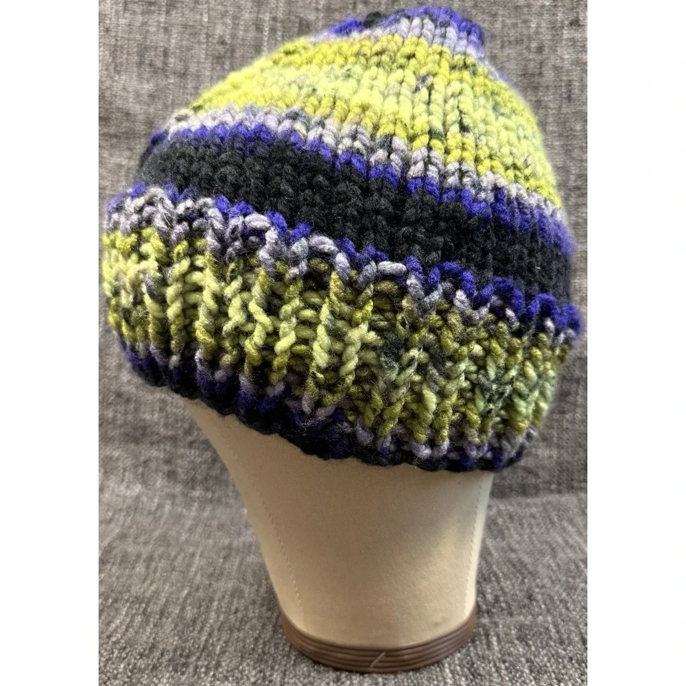 Handmade Chunky Knit Beanie Hat L XL Slouchy Acrylic Winter Cap Unisex